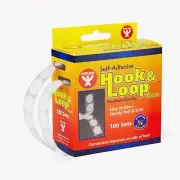 StickEase Dots: 100 Self-Adhesive Hook & Loop Fastener Coins with Dispenser, 5/8