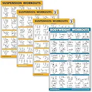 Palace Learning 4 Pack - Suspension Workout Posters Volume 1, 2 & 3 + Bodyweight Exercise Chart - Set of 4 Posters (LAMINATED, 18" x 24")