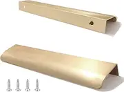 10 Pack Modern Style Finger Edge Pull Furniture DrawerHandles Hidden Cabinet Kitchen Drawer Handles Knobs, Brass, 300mm