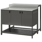 BÅTSKÄR outdoor kitchen island w bar table, dark grey, 120x100 cm