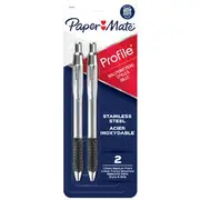 Paper Mate Profile Metallic Ballpoint Pen 1mm 2 Pack Black
