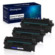 3Pcs CF280A Toner Cartridge for HP 80A LaserJet Pro 400 M401n M401dn MFP M425dn