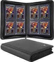 KUOOKING Toploader Binder, Holds 112+ Toploaders, 4 Pocket Top Loader Card Storage Case, Double-Sided Pockets for Kpop photocards in 3 x 4'' Toploaders Black 11.42''Lx9.06''Wx1.77''H