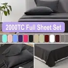 2000TC Full Bed Sheet Set Single/KS/Double/Queen/King Flat Fitted Pillowcases