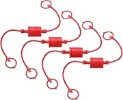 sourcing map 4Sets 3/4 Hydraulic Hose Dust Cap and Plug Kit, ISO-A Male Dust Cap & Female Plug Cover Quick Disconnects Air Coupler Cover Port Plug Fittings with Retention Ring, Red