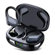 Wireless Headphones, Bluetooth 5.3 Headphones,HD Stereo Audio LED Display, IPX7 Waterproof Earbuds with Ear Hooks(Blue or Black)