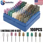 100 Pcs Rubber Polishing Diamond Stone Burs Set for Dremel Tool Rotary Grinding