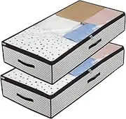 2pcs Light Grey Non Woven Storage Bag Washable Clothes Organizer with Window Design Space Saving Under Bed Storage Container for Quilts and Clothing Easy to Move