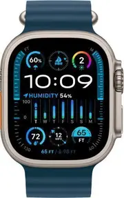 Apple Watch Ultra 2 - 64GB - Cellular + GPS - 49mm - Titanium - Titanium - Blue - Ocean Band - One Size - Rubber - Refurbished (Excellent Condition)