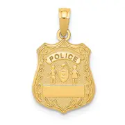 14K Yellow Gold Police Badge Pendant
