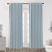 SHINELAND Light Blue Curtains 84 Inch Length for Bedroom,Back Tab Pocket Pale Sky Blue Colored Darkening Thermal Insulated Country Farmhouse Blackout Curtain for Living Room Black Out Drape Window