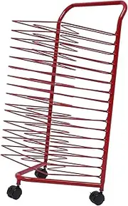 Art Drying Rack,Single Sided 16 Shelves Metal Paint Drying Rack,Easy to Install Painting Art Storage Rack,Suitable for Schools and Homes (Color : Red)