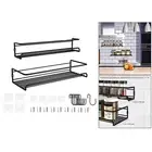 2Pcs Metal Wire Hanging Spice Shelves Storage Rack Kitchen Wall Mounted