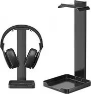 bussdis Headphone Stand Metal Headset Holder: Upgraded Stability Headset Holder - Black Earphone Stand with Bottom Storage for All Headphone.