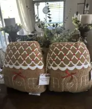 Set X2 Target Bullseye Christmas Gingerbread House Sherpa Teddy Pillow 12” H NWT