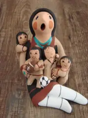 Native American Jemez Hand Sculpted Clay Storyteller by Lucero