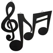 Yalikop 3 Pieces Black Treble Clef Wooden Wall Decor Music Notes Wall Art Note