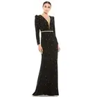 Mac Duggal 67874 Belted Jewel Encrusted Plunge Neck Long Sleeve Gown 2