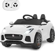 HONEY JOY Ride on Car, 12V Licensed Jaguar F-Type SVR Battery Powered Ride on Toy w/Remote Control, Front/Rear Lights, MP3, Music, 3 Speeds, Spring Suspension, Electric Vehicle for Kids (White)
