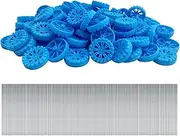 EUDAX 300 PCS 30mmx8mm Plastic Roll 2mm Dia Shaft Toys Wheel and 2mmx100mm STEM Shaft Round Rod Axles for DIY Toy RC Car Truck Boat Helicopter Model Part Building Projects (Blue)