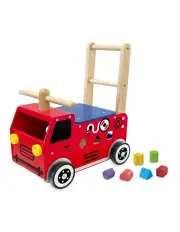 [Im Toy] Wood Walk & Ride Fire Engine Sorter Play Ride-On Toy 12m+ 52cm in Multi