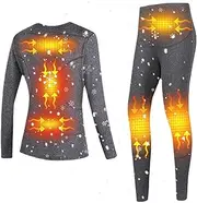 seta-au Heated Underwear,6 Zone Electric Heating Underwear Set Smart 3 Speed Temperature Control - Heating Clothing for Winter Outdoor Gray