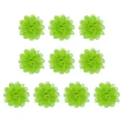 10Pcs 3.9" Chiffon Flowers Fabric Flower Sewing Fabric Appliques Lime Green