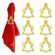Gold Napkin Rings Set of 6, Christmas Tree Serviette Ring Bulk Napkin Rings