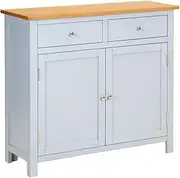 Sideboard 90 x 33.5 x 83 cm Solid Oak Wood, Rustic Wooden Storage Cabinet with Drawers and Doors, Short Pantry Cabinet, Small Cabinet for Small Spaces, Base Cabinet with Countertop