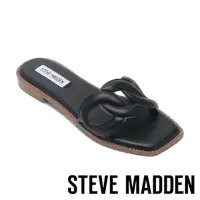 在飛比找momo購物網優惠-【STEVE MADDEN】STASH 皮革簍空平底拖鞋(黑