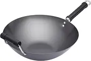 KitchenCraft World of Flavours Wok Carbon Non Stick, Carbon Steel Wok, Extra Large Pan, 36cm (14''), Black