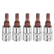 5pcs H4 Hex Bit Socket 1/4" Square Drive Metric Extension Impact Bit, Red