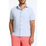 Robert Graham Riptide Classic Fit Board Print Short Sleeve Knit Button-Up Shirt in Blue Multi at Nordstrom, Size Small