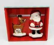 Rudolph The Red Nose Reindeer & Santa Salt & Pepper Shakers