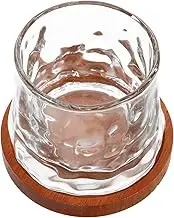 1 Set Rotating Whiskey Glasses with Wooden Base Glass Drinkware for Whiskey Cocktails and Vintage Beverages for Home Bars and Entertaining