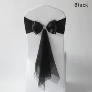 10PC Wedding Chair Sashes Satin Bow Mesh Ribbon Spandex Stretch Cover