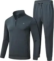 [MoFiz] Men's Tracksuit 2 Piece Sweatsuit Track Suit 1/4 Zip Long Sleeve Tops Jogging Pants Casual Outfits For Men