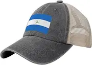 [Generic] Flag of Nicaragua Cowboy Mesh Baseball Cap for Nicaraguan Man Woman Outdoor Adjustable Denim Hat