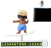 Temporary Car Parking Sign | Cartoon Penguin Center Consoles Sliding Decoration,Center Consoles Surfer Boy Sliding Ornament For Car Screen