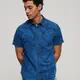 【SUPERDRY】 男裝 短袖 襯衫 質感花襯衫 Vintage Loom 靛藍
