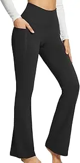 [ENEESSI] Women's Flared Yoga Work Pants with Pockets High Waist Bootcut Workout Gym Pants