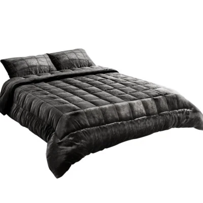 Giselle Bedding Faux Mink Quilt Plush Throw Blanket Comforter Duvet Cover Double