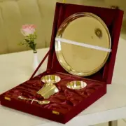 Kansa Set With Velvet Box In Matte Finish