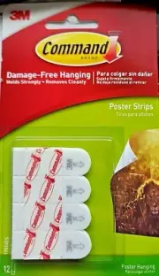 3M Command Brand 17024ES Poster Damage Free Hanging 12 Strips - White