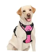 No Pull Dog Harness Step in Reflective Dog Harness with Front Large Pink Camo