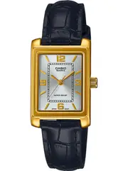 Casio Collection LTP-1234PGL-7A2EF Silver Dial Black Leather Womens Watch