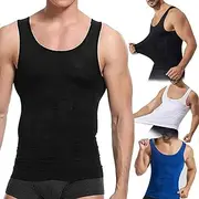 [UBALDI] Shaperluv Male Shaper Tank, Shaperluv Mens Slimming Body Shaper Vest, Shaperluv Body Shaper Shirt, Compression Tank Top for Men Shapewear Slimming Body Shaper Vest Tummy Control Undershirts (3Pcs,S)