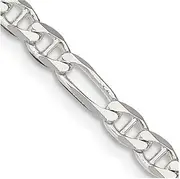 [JewelryWeb] 925 Sterling Silver Solid Polished 3.75mm Figaro Nautical Ship Mariner Anchor Chain Lobster Claw Jewelry Gifts for Women - Length Options: 41 46 51 61