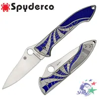 在飛比找蝦皮商城優惠-Spyderco Mike Draper 藍蜘蛛網鈦柄折刀 