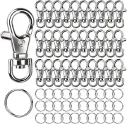 LEOBRO 60PCS Metal Swivel Snap Hooks and Key Rings, 30PCS Small Lobster